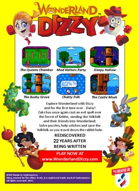 Wonderland Dizzy (World) (En,Fr,Es,Nl,Pt,Pl) (Aftermarket) (Homebrew) box cover back
